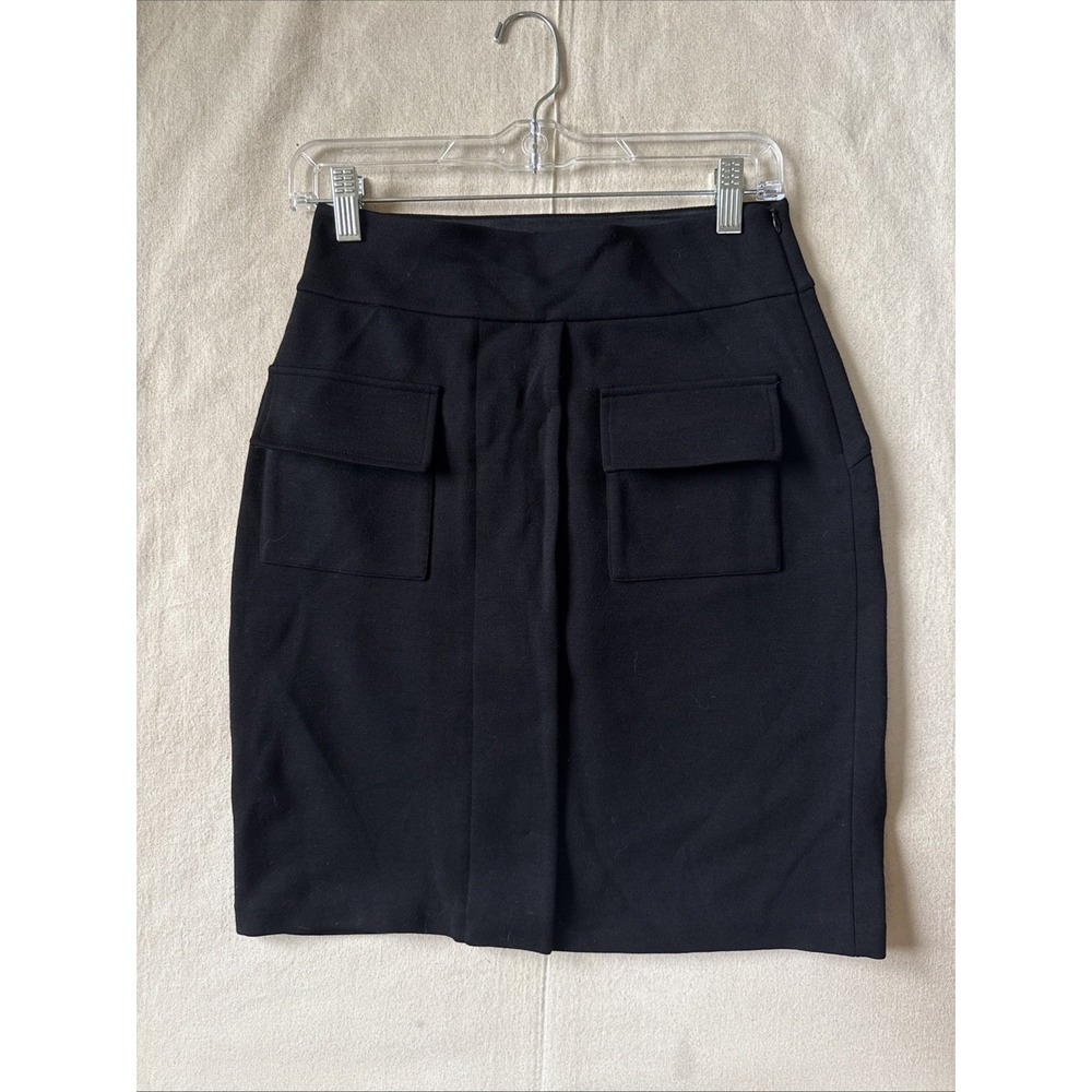Diane Von Furstenberg Skirt Womens 4 Black Wool Knit Pencil Knee Stretch Career
